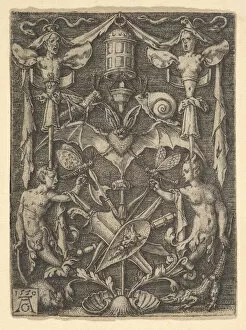 Candelabra Collection: Design for a Candelabra Grotesque with a Bat in the Center, 1550