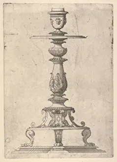 Cerceau Jacques Androuet Du Prints: Design for a Candlestick, 1548-49. Creator: Jacques Androuet Du Cerceau
