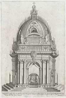 Design of the catafalque for Francesco Piccolomini, 1607. Creator: Giovanni Florimi