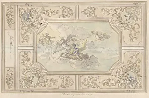 Honour Prints: Design for a ceiling painting with Honour (?) crowned by Time