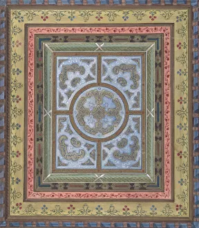 Design for Ceiling with Plant and Arabesque Decoration, 19th century Design for Ceiling with Plant and Arabesque Decoration, 19th century