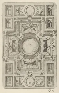 Plan Prints: Design for a Ceiling with Strapwork and a Cross-shaped Center, 1609
