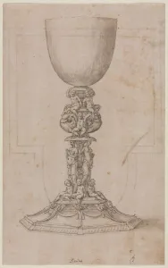 Luzio Romano Prints: Design for a Chalice (recto), mid 1500s. Creator: Luzio Romano (Italian, active 1528-75)