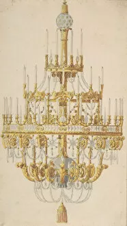 Brush And Gray Wash Gallery: Design for Chandelier, 18th century. Creator: Anon