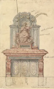 Design for a Chimneypiece with a Personification of Virtue, 1616. Creator: Anon