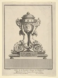 Jean Francois Prints: Design for a Clock, Title Page to Cahier de six Pendules, ca. 1770