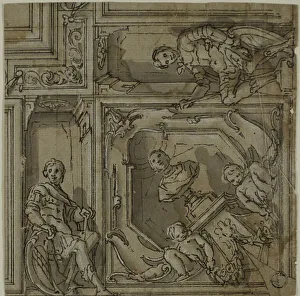 Tavarone Lazzaro Prints: Design for Corner of a Ceiling Decoration, 1590/1614. Creator: Lazzaro Tavarone
