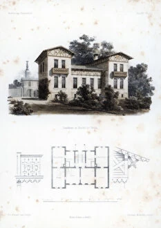 Images Dated 5th May 2010: Design for a country house in Moabit, near Berlin, Germany, c1850. Artist: Anst von W Loeillot