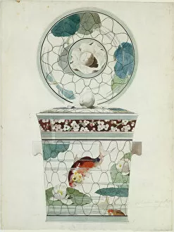 Water Lily Gallery: Design for a Covered Dish in the 'Service au Filet'(Fish Net Ware)... 1875-85
