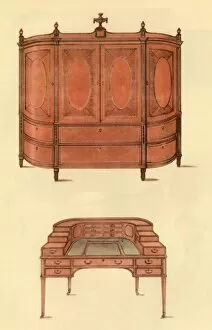 Design for a cupboard and desk for Carlton House, 1787, (1946). Creator: Unknown