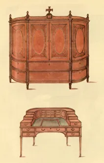 Prinnie Prints: Design for a cupboard and desk for Carlton House, 1787, (1946). Creator: Unknown