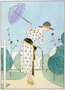 Straw Hat Prints: Design for a Day Dress, from Art Gout Beaute, pub. C. 1920s (pochoir print)