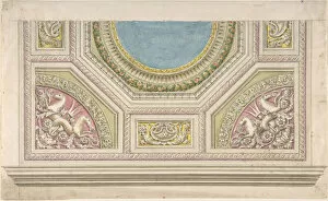Design for a Decorated Ceiling, 19th century. Creator: Anon