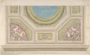 Seahorse Prints: Design for a Decorated Ceiling, 19th century. Creator: Anon