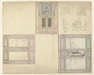 Double Door Prints: Design for the decoration of three walls of a room