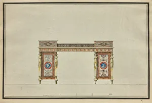 First French Empire Prints: Design of a desk, c. 1800. Creator: Percier, Charles (1764-1838)