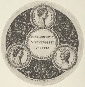 Bry Dittert Gallery: Design for a Dish with Portraits of the Roman Emperors Caesar, Claudius, and Otho, ca