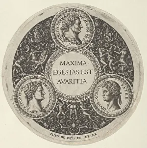 Bry Dittert Gallery: Design for a Dish with Portraits of the Roman Emperors Vitellius, Domitian, and August