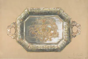 Platter Prints: Design for an Embossed Silver Platter, 19th century. Creator: Anon