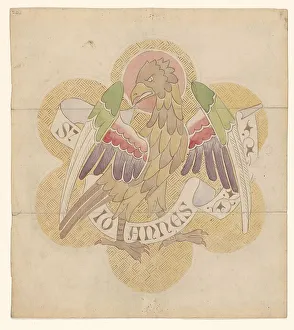 Graphite Mineral Prints: Design for embroidery: eagle, symbol of St John the Evangelist