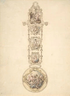 Chatelaine Collection: Design for an Enameled Watchcase and Chatelaine with Mythological Figures, ca