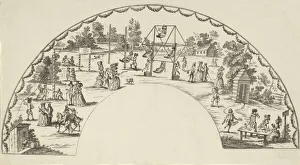 Target Practice Prints: Design for a fan, 18th century. Creator: Anon