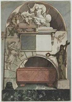 Design for a Fresco of an Artists Tomb in the Certosa of Bologna (recto)... c. 1810-1820