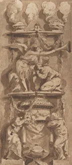 Design for a Funerary Monument or Epitaph with Mourning Figures, 18th century Design for a Funerary Monument or Epitaph with Mourning Figures, 18th century