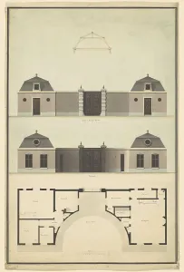 Elevation Prints: Design for a gatehouse annex office, 1792. Creator: Abraham van der Hart
