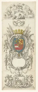 Pieter Jansz Prints: Design for glass window 8 donated by Prince Willem Hendrik at the age of seventeen
