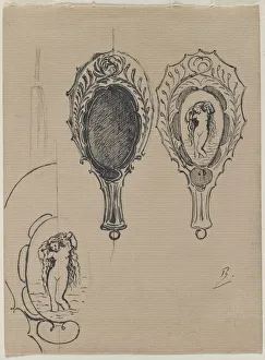 1833 1914 Prints: Design for a Hand Mirror, c. 1900-1902. Creator: Felix Bracquemond (French, 1833-1914)