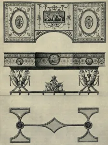 Clavecin Prints: Design for a harpsichord by Robert Adam, 1774, (1946). Creator: Unknown