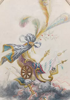 Anhalt Zerbst Princess Sophie Of Gallery: Design for a Lampas Silk with a Triumphal Chariot on a Cloud, ca. 1770-75