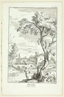 Encyclopedia Prints: Design: Landscape Study, from Encyclopédie, 1762/77. Creator: Benoit-Louis Prevost