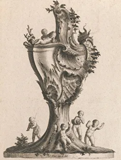 Pier Carl Prints: Design for a large Lidded Vase, Plate 1 from: Neu inventierte Vasi auf die