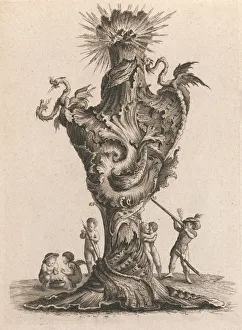 Design for a large Vase representing 'Fire', Plate 6 from: 'Neu inventierte Design for a large Vase representing 'Fire', Plate 6 from: 'Neu inventierte