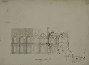 Brown Indian Ink On Paper Gallery: Design of the lateral wall of the Hall of the Order of St. George in the Grand Kremlin Palace, 1838