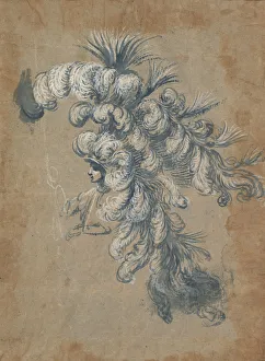 Bartolommeo Prints: Design for a Lavish Headdress with Feathers, ca. 1620-56. Creator: Baccio del Bianco