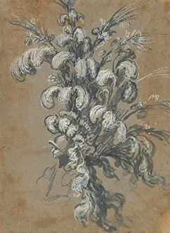 Design for a Lavish Headdress with Feathers on a Helmet, ca. 1620-56