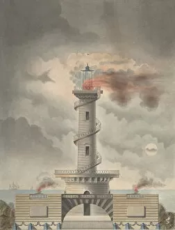 Spiral Staircase Gallery: Design for a Lighthouse (Margate?), ca. 1815. Creator: Debenne
