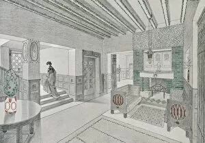 Beams Gallery: Design for a living-hall by Valentin Mink, 1906. Creator: German School (20th Century)