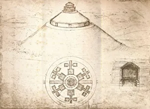 Jean Paul Prints: Design for a mausoleum, c1472-c1519 (1883). Artist: Leonardo da Vinci