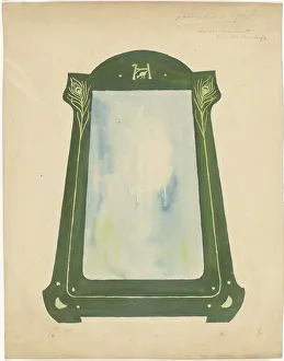 Peacock Feather Prints: Design for a mirror, 1887-1911. Creator: Gustaaf Frederik van de Wall Perné