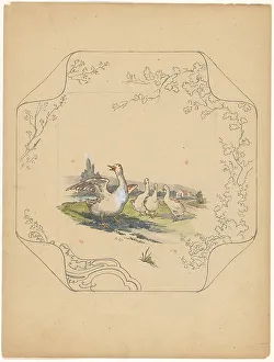 Board Prints: Design for model square board with four geese