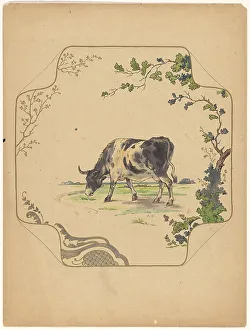Board Prints: Design for model square board with grazing cow