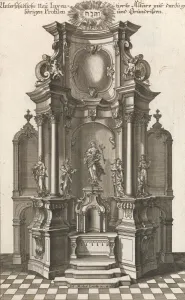 Georg Gottfried Winckler Prints: Design for a Monumental Altar, Plate c from Unterschiedliche Neu Inventier