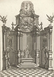 Statuettes Gallery: Design for a Monumental Altar, Plate e from Unterschiedliche Neu Inventier... Printed ca. 1750-56