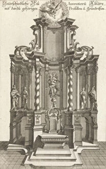 Statues Collection: Design for a Monumental Altar, Plate g from Unterschiedliche Neu Inventier... Printed ca. 1750-56
