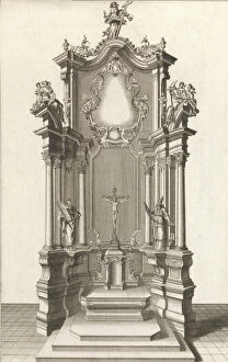 Design for a Monumental Altar, Plate h from 'Unterschiedliche Neu Inventier..., Printed ca. 1750-56. Creator: Johann Michael Leüchte