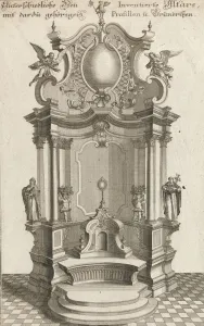 Design for a Monumental Altar, Plate a from Unterschiedliche Neu Inventier... Printed ca. 1750-56. Creator: Johann Michael Leüchte